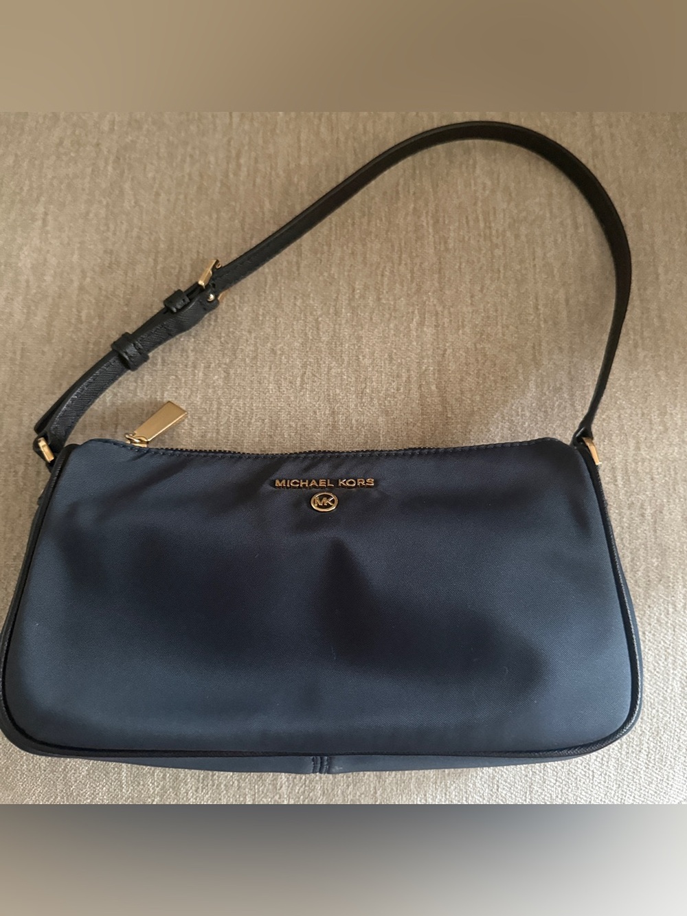 Michael Kors Navy Shoulder Bag with Gold Hardware